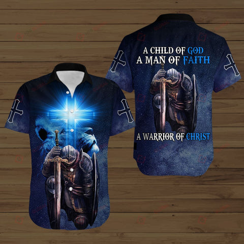 A Child Of God A Man of Faith A Warrior of Chirst ALL OVER PRINTED SHIRTS Jesus God gift idea Hawaii Shirt