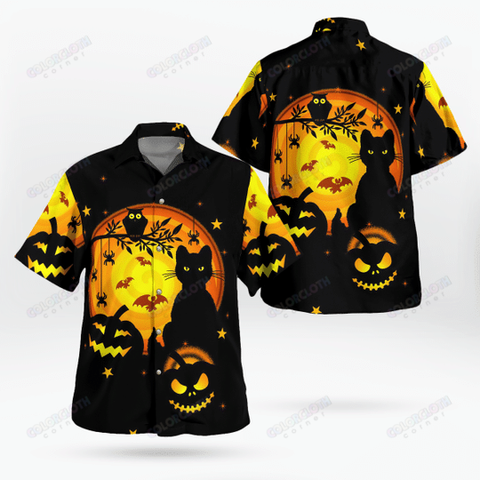 Awesome Black Cat And Pumpkin Happy Halloween Shirts TY307002