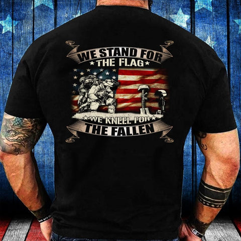American Patriot Shirt Black Veteran Shirt, We Stand For The Flag Kneel For The Fallen T-Shirt