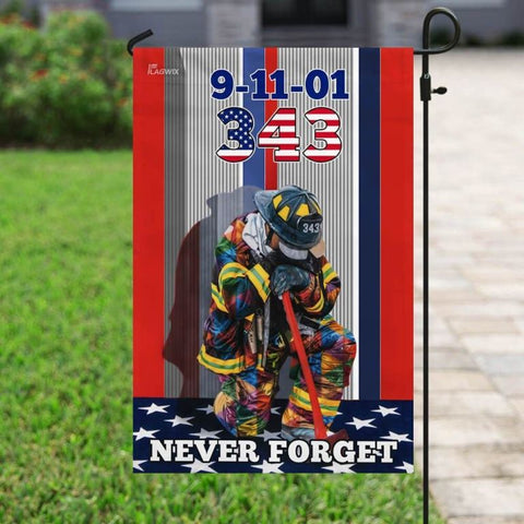 9-11-01 343 Never Forget Firefighter American Flag - 9.11 - Never Forget Flag American Patriot Flag, 20th Anniversary Patriot Day Gift
