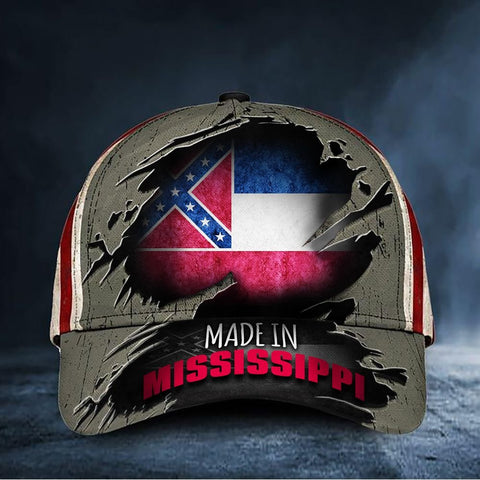 Made In Mississippi Hat Vintage Old  Mississippi Flag Cap Patriotic Gifts For Him HN