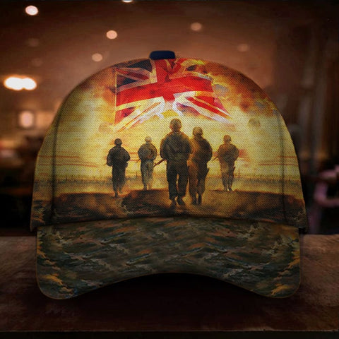 Uk Flag God Blessed Our Troops Hat Honor Veterans Remembrance Day Patriotic Cap HN