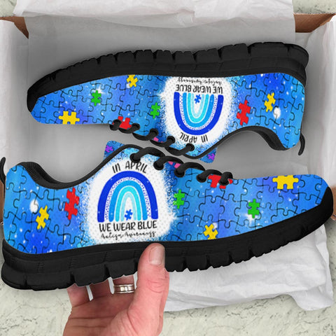 In April We Wear Blue Autism Awareness Shoes Men/Women Running Sneaker Shoes Autism Awareness Gift Idea HT