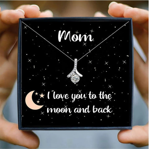 Love You To The Moon Mothers Day Necklace Mom Jewelry Gift Card For Her, Mom, Grandma, Wife HT