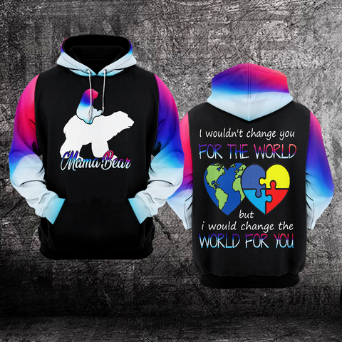 Mama Bear Autism  Unisex Hoodie For Men Women Autism Awareness Shirts Clothing Gifts HT