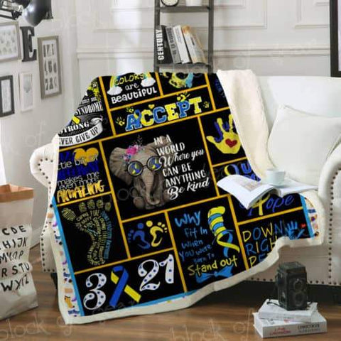 Accept Down Syndrome Elephant Fleece Blanket