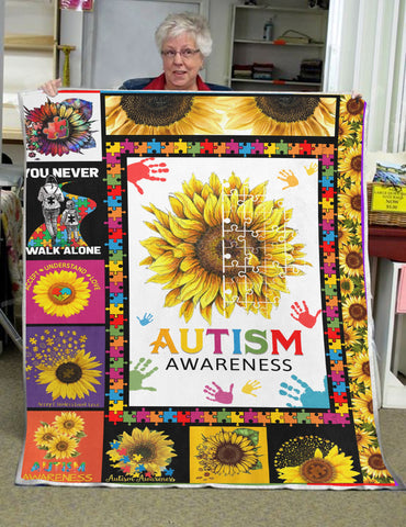 Autism Sunflower Elephant Blanket