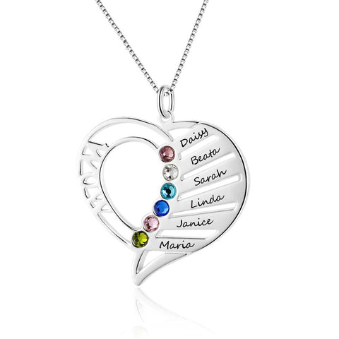 Personalized 925 Silver Mothers Day Necklace With Birthstones Mom Jewelry Gift For Mom Grandma Wife HT