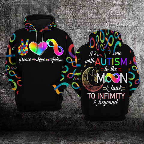 Peace Love Autism Unisex Hoodie For Men Women Autism Awareness Shirts Clothing Gifts HT