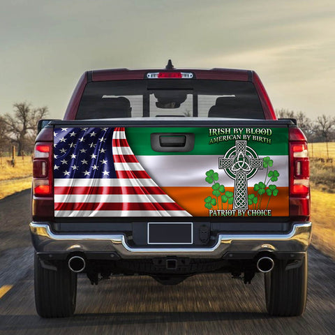 Irish American Celtic Cross Irish By Blood Truck Tailgate Decal St Patrick's Day Gift HT