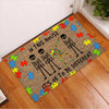 In This House It's Ok To Be Different Skeleton Autism Awareness Doormat Autism Home Decor Autism Awareness Gift Idea HT