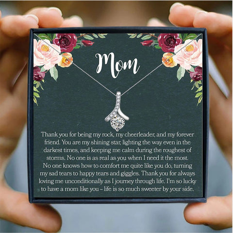 Thank Mom Shiny Crystal Mothers Day Necklace Mom Jewelry Gift Card For Her, Mom, Grandma, Wife HT