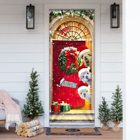 Alpaca Merry Christmas Door Cover Funny Xmas Door Cover Christmas Home Decor Porch Home Holidays Decorations HT