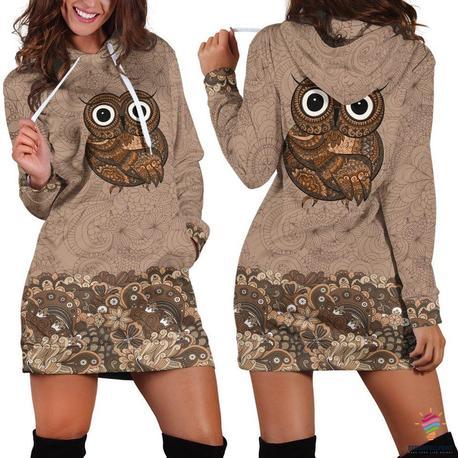 Cute Owl Hoodie Dress TL