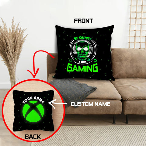 Customized Skull Gamer Be Quiet I'm Gaming 3D Pillow QA