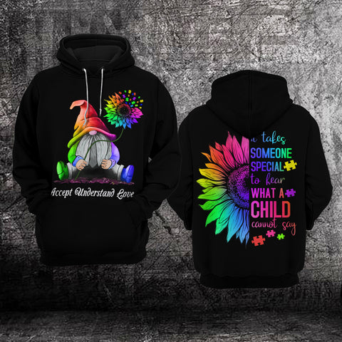 Accept Understand Love Autism Unisex Hoodie For Men Women Gnome Autism Awareness Shirts Clothing Gifts HT