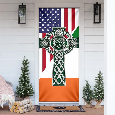 Celtic Irish American Flag Door Cover Decorations St Patrick’s Day Decor Gift HT