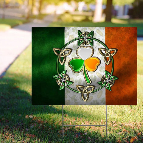 Shamrock Lucky Charm Irish Flag Yard Sign St Patrick's Day Sign Home Decor Garden Decorations Irish Gifts Idea HT