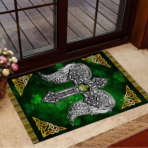 Irish Celtic Cross Shamrock Doormat St Patrick's Day Decor House Floor Mat Decorations Gifts HT