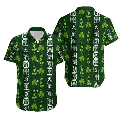 Shamrock Irish Symbols Hawaiian Shirt Happy St Patrick's Day Shirt Irish Gifts Idea HT