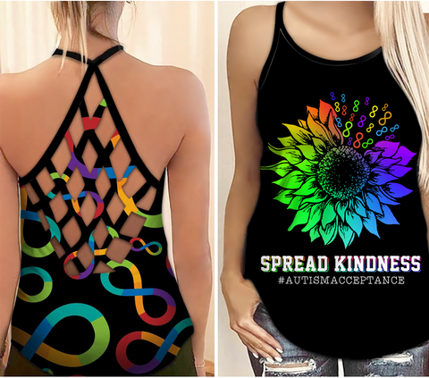 Autism Awareness Criss Cross Tank Top Spread Kindness Autism Awareness Shirts Autism Awareness Gift HT