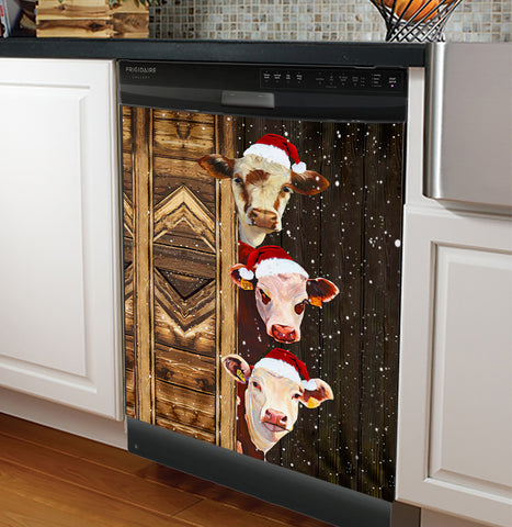 Cow Christmas Dishwasher Cover Farm Animals Kitchen Decor Christmas Home Decor Xmas Gift HT