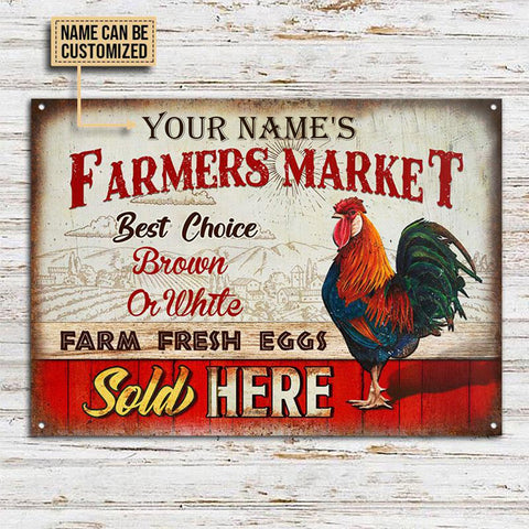 Personalized Chicken Farmers Market Customized Classic Metal Signs