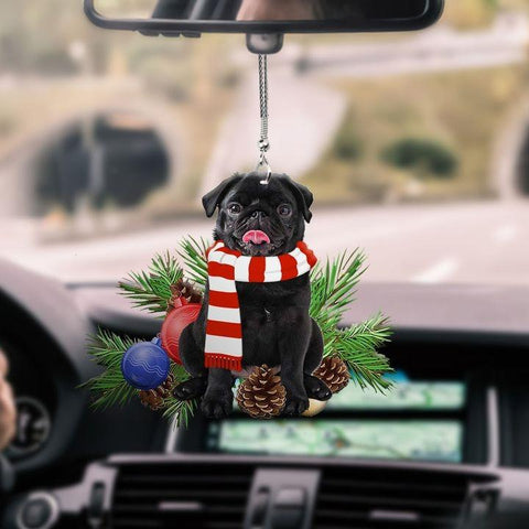 PUG SNOW SCARF CAR HANGING ORNAMEN