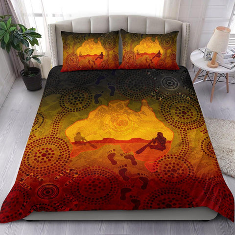 Oceania Bedding Set Aboriginal Art map Didgeridoo 3D design print Bedding set