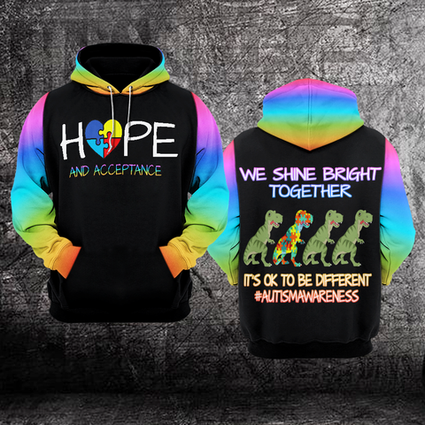 Hope And Acceptance Autism Unisex Hoodie For Men Women Autism Awareness Shirts Clothing Gifts HT