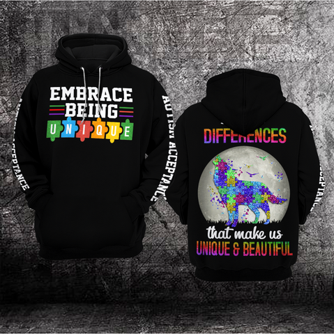Autism Acceptance Unisex Hoodie For Men Women Wolf Autism Awareness Shirts Clothing Gifts HT
