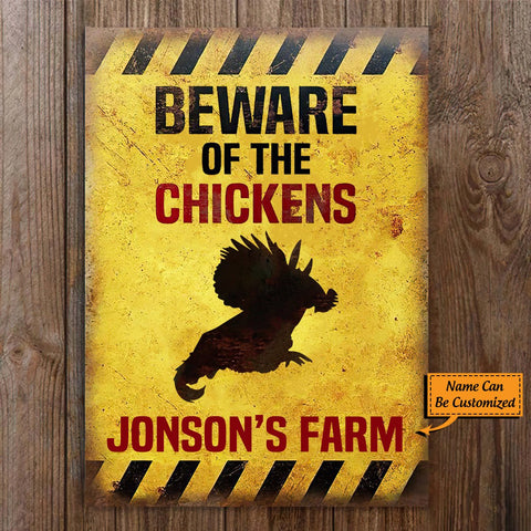 Personalized Beware Of Tiny Chickens Customized Classic Metal Signs
