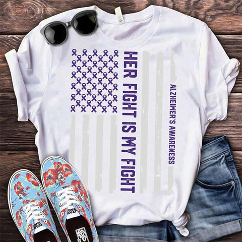 HER FIGHT IS MY FIGHT T-SHIRT, Alzheimer's Shirt, Wear Purple tee