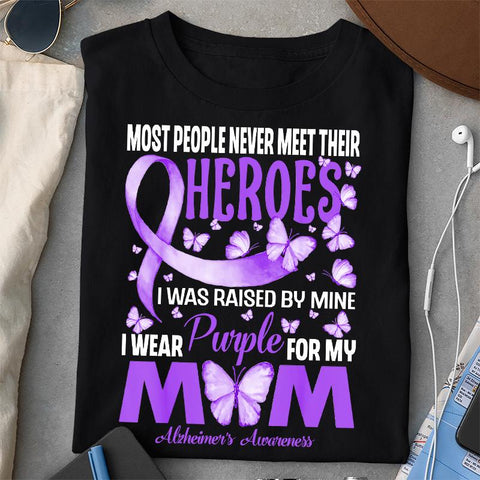 I WEAR PURPLE FOR MY MOM ALZHEIMER'S T-SHIRT