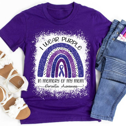 I WEAR PURPLE IN MEMORY OF MY MOM T-SHIRT, Alzheimer's shirt, I Wear Purple Shirt