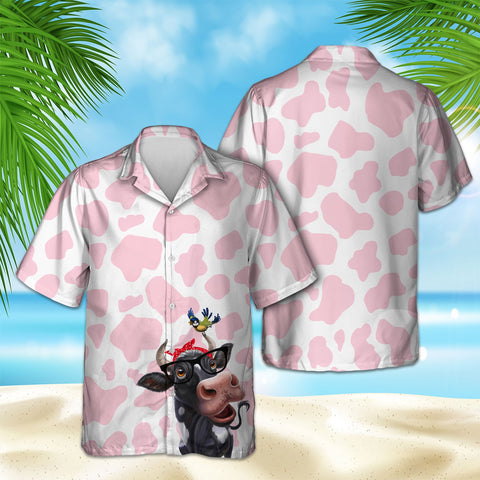 PINK FUNNY COW HAWAIIAN SHIRT