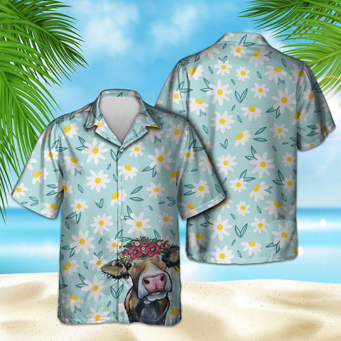 COW TINY FLOWER HAWAIIAN SHIRT