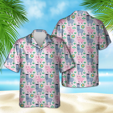 DONKEY AND PIG SEAMLESS HAWAIIAN SHIRT