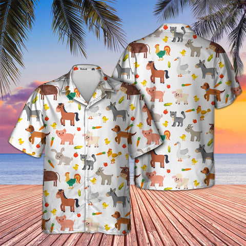 FARM ANIMAL PATTERN HAWAIIAN SHIRT