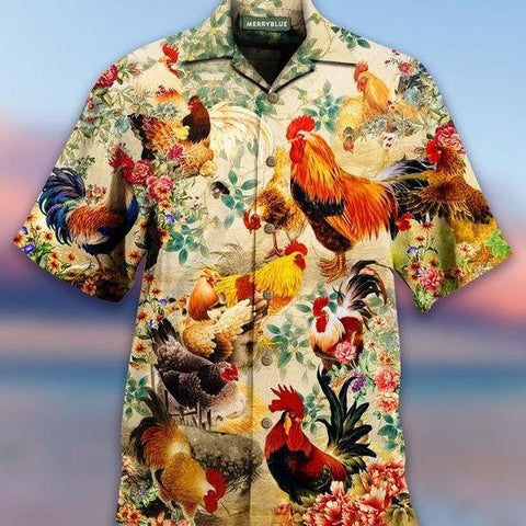 COLORFUL CHICKEN PATTERN HAWAIIAN SHIRT