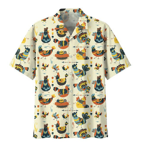 CARTOON CHICKEN PATTERN HAWAIIAN SHIRT