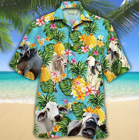 COW TROPICAL FRUIT HAWAIIAN SHIRT