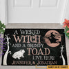 A WICKED WITCH AND A GRUMPY TOAD CUSTOMIZABLE DOORMAT