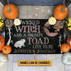 A WICKED WITCH AND A GRUMPY TOAD CUSTOMIZABLE DOORMAT