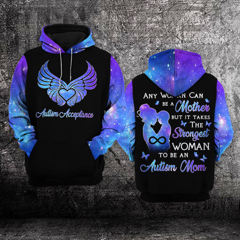 Strongest Autism Mom Unisex Hoodie For Women Autism Awareness Shirts Clothing Gifts For Mom HT
