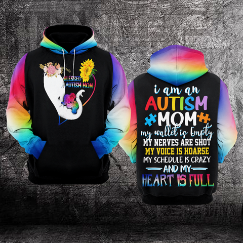 Blessed Autism Mom Unisex Hoodie For Women Elephant Autism Awareness Shirts Clothing Gifts For Mom HT