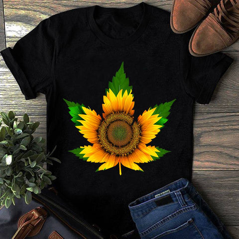 Sunflower Weed Unisex T-shirt For Men Women Canabis Marijuana 420 Weed Shirt Clothing Gifts HT