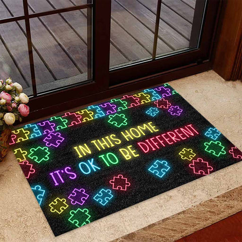 It's OK To Be Different Autism Awareness Doormat Autism Home Decor Autism Awareness Gift Idea HT