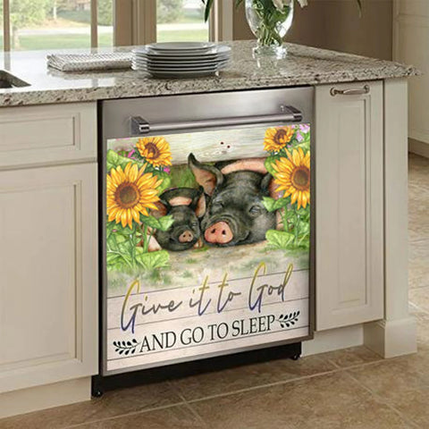 Farm Pig Kitchen Dishwasher Cover Decor Art Housewarming Gifts Home Decorations HT