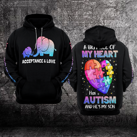 My Heart Has Autism Unisex Hoodie For Men Women Elephant Autism Awareness Shirts Clothing Gifts HT